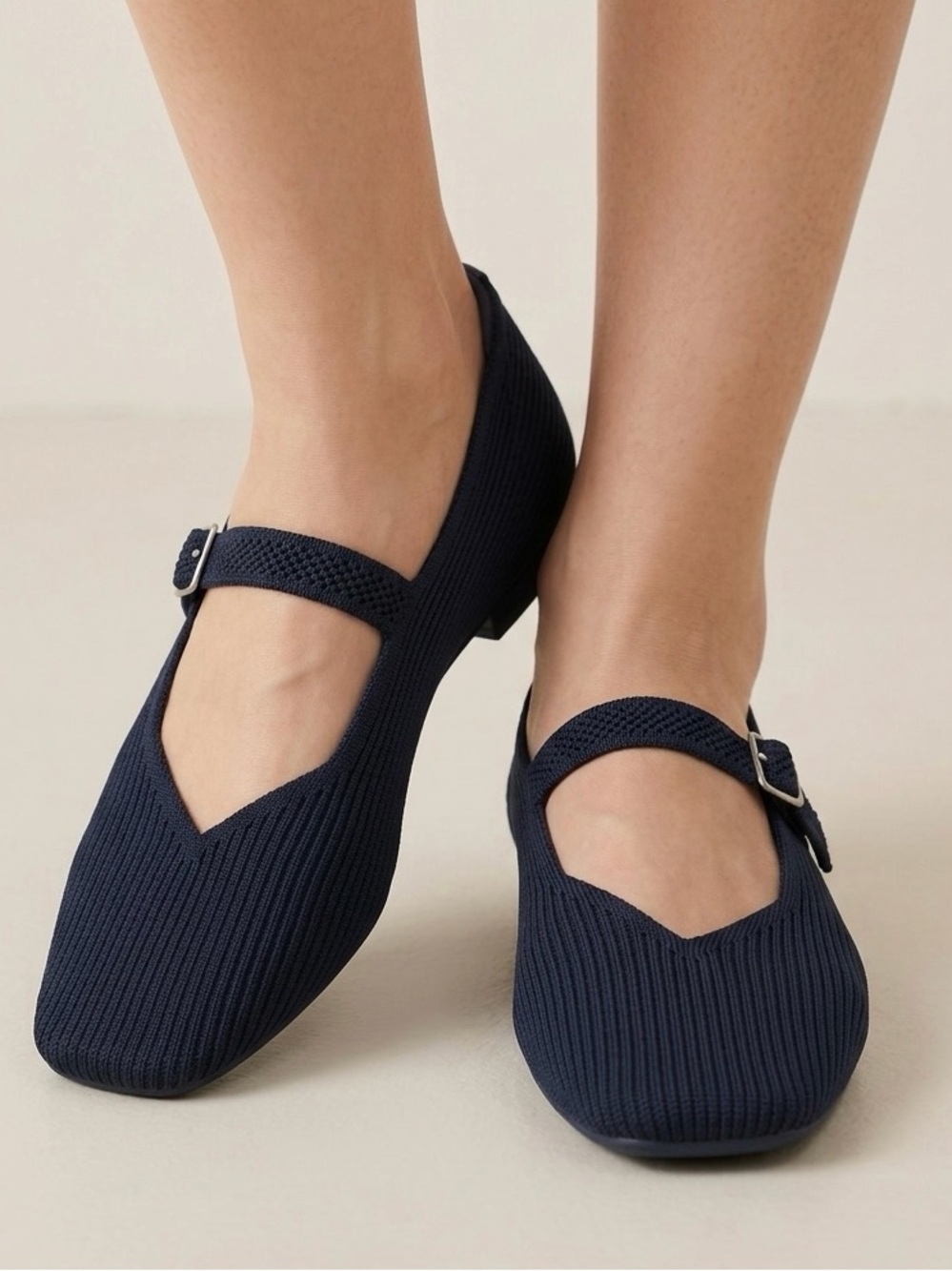 VIVAIA MARGOT MARY JANE Navy Blue Square Toe Flats 41.5